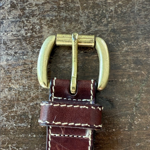 Vintage J Crew Classic,  Stitched Brown Leather Belt with solid brass Buckle